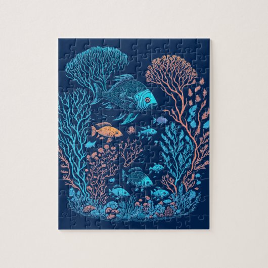 Onderwaterlandschap kleurrijke vissen en koraalrif legpuzzel (Verticaal)