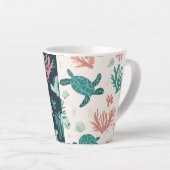 Onderwaterontsnapping - Zee Turtle Art Latte Mok (Rechterhoek)