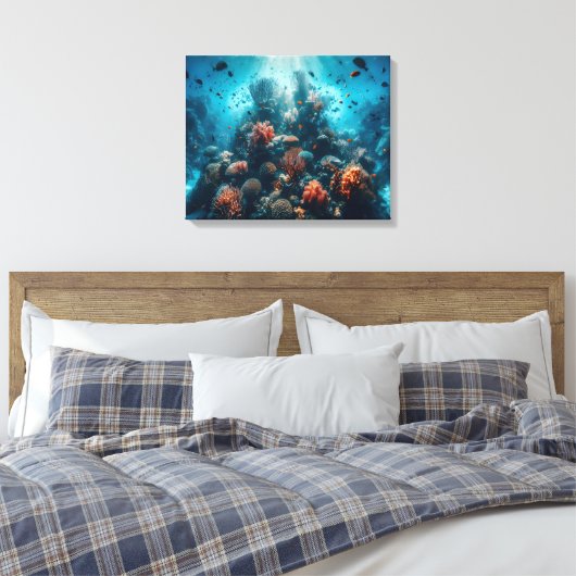 Onderwaterparadijs Levendig Koraalrif & Zee Leven Canvas Afdruk (Insitu (Slaapkamer))
