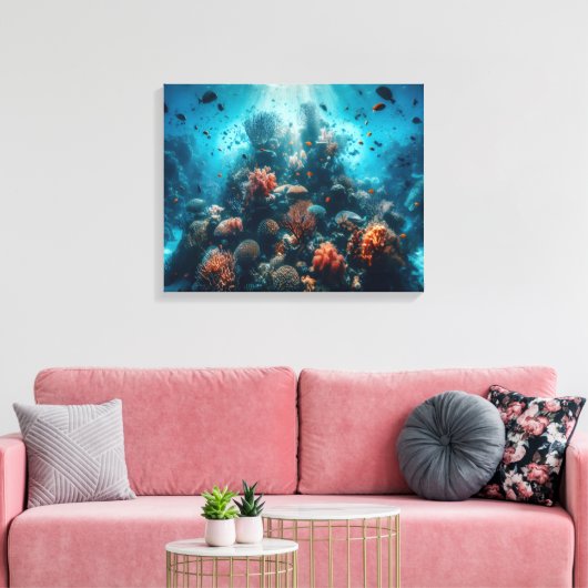 Onderwaterparadijs Levendig Koraalrif & Zee Leven Canvas Afdruk (Insitu (Woonkamer))