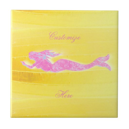 onderwaterroze zeemeermin zwemmen tegeltje (Voorkant)