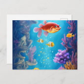Onderwaterscène met grappige vis briefkaart (Voorkant / Achterkant)