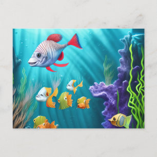 Onderwaterscène met Hyper Realistic Fish Briefkaart