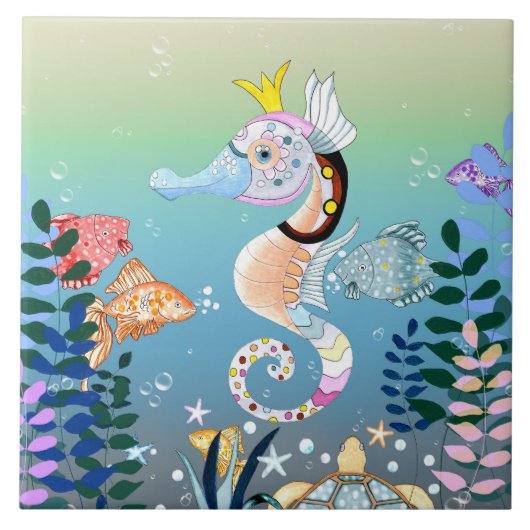 Onderwaterscène, tegels tegeltje (Voorkant)