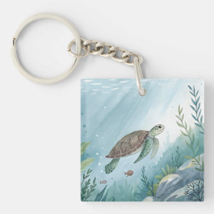 Onderwaterwereld met schildpad sleutelhanger
