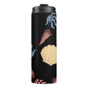 Onderwaterwereld naadloos patroon in  anim thermosbeker