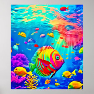 Onderwaterwereld van kleur poster