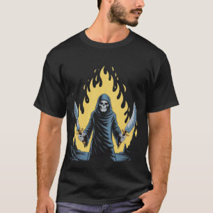 Onderwereld Oogster Skelet Kunst Dubbel Lemmet Hel T-shirt