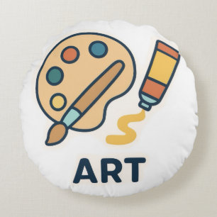 Onderwerp van de kunst – Paint Palette & Brush Rond Kussen