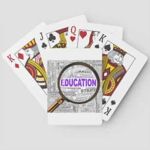 Onderwijs Concept Vergrootglas Woordwolk Pokerkaarten