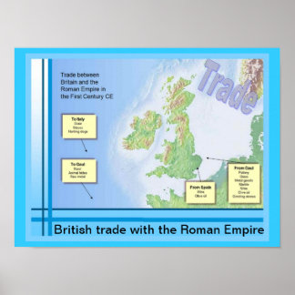 Onderwijs, geschiedenis, Romeinen, Britse handel m Poster