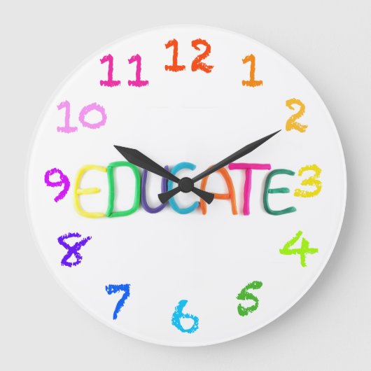 Onderwijs in Clay met Chalk Numbers Wall Clock Grote Klok (Voorkant)