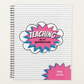 Onderwijs is mijn Superpower Blue Pink Comic Planner (Voorkant)