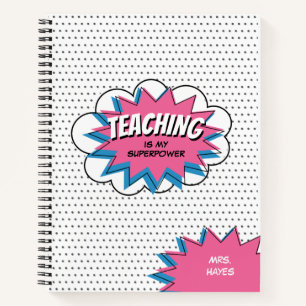Onderwijs is mijn Superpower Hero Teacher Blue Pin Notitieboek