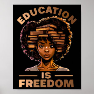 Onderwijs Is Vrijheid Afro-Amerikaans Zwart Histor Poster
