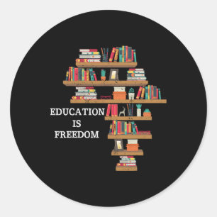 Onderwijs Is Vrijheid Afro-Amerikaanse Zwarte Hist Ronde Sticker