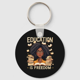 Onderwijs is Vrijheid Trots Afro-Amerikaanse Leraa Sleutelhanger