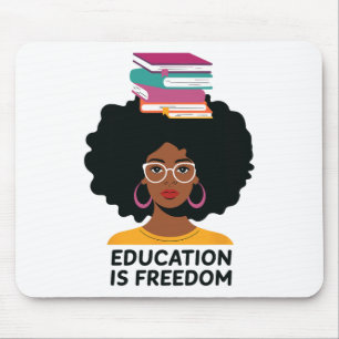 Onderwijs is Vrijheid Zwart Leraar Boeken Zwart Muismat