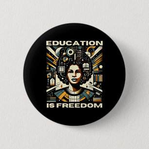 Onderwijs is Vrijheid Zwart Leraar Boeken Zwart Ronde Button 5,7 Cm