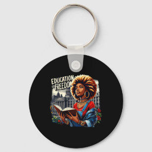 Onderwijs is Vrijheid Zwart Leraar Boeken Zwart Sleutelhanger
