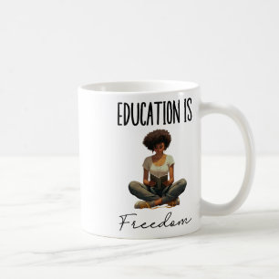Onderwijs Is Vrijheid Zwarte Leraar Boeken Zwarte Koffiemok