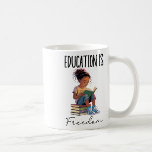 Onderwijs Is Vrijheid Zwarte Leraar Boeken Zwarte Koffiemok