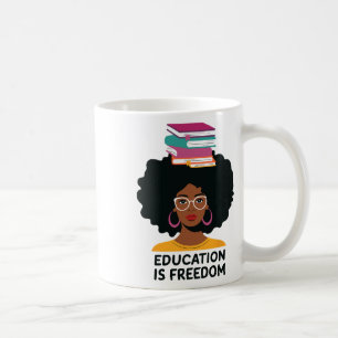 Onderwijs Is Vrijheid Zwarte Leraar Boeken Zwarte Koffiemok