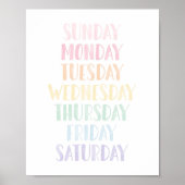 Onderwijs pasteldagen van de week poster (Voorkant)