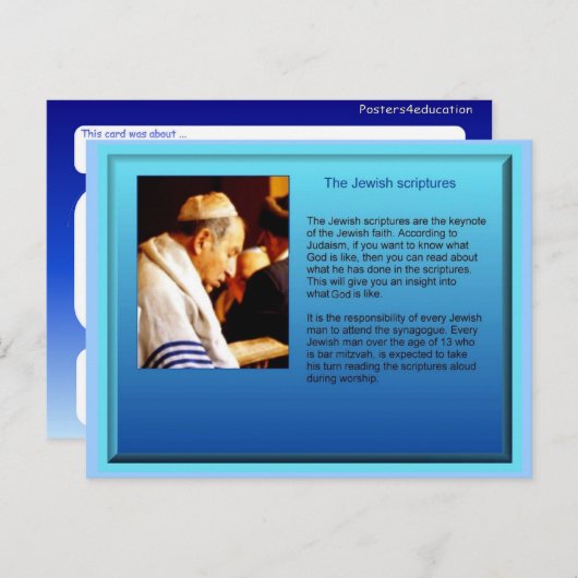 Onderwijs, religie, jodendom, joodse geschriften briefkaart (Voorkant / Achterkant)