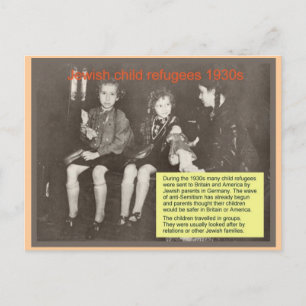 Onderwijs, religie, jodendom, joodse vluchtelingen briefkaart