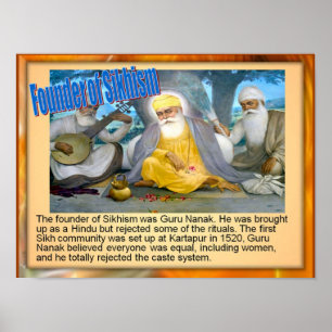 Onderwijs, religie, oprichter van het sikhisme, Gu Poster