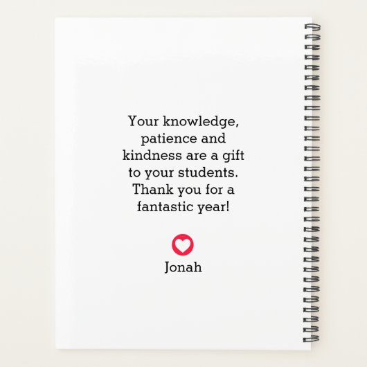 "Onderwijzen is een werk van het hart" leraar Yarl Planner (Achterkant)