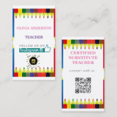 onderwijzer | Tutor, Sociale Media QR Code Busines Visitekaartje (Voorkant / Achterkant)