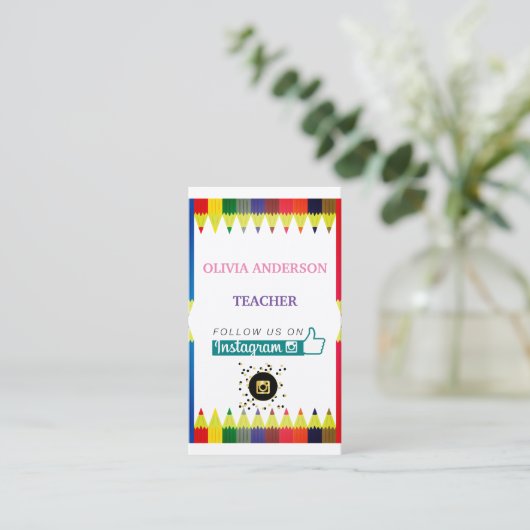 onderwijzer | Tutor, Sociale Media QR Code Busines Visitekaartje (Staand voorkant)