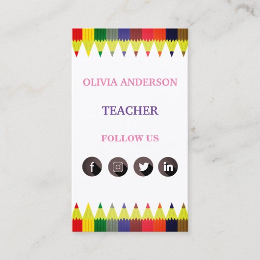 onderwijzer | Tutor, sociale media QR-code Visitekaartje (Voorkant)