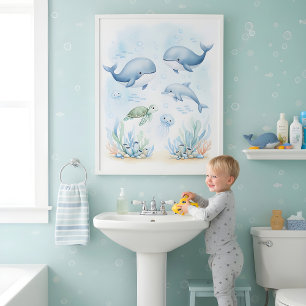 Onderzee Avontuur Kinderen Badkamer Muur Kunst Poster