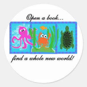 Onderzee Avontuur Open een boek Ronde Sticker