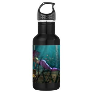 Onderzee Fantasy Digital Art Mermaid en Treasure Waterfles