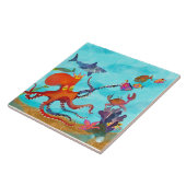 Onderzee Octopus Adventure Ceramic Kitchen Tile Tegeltje (Zijkant)