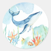 Onderzee walvis oceaan feestartikelen ronde sticker (Voorkant)