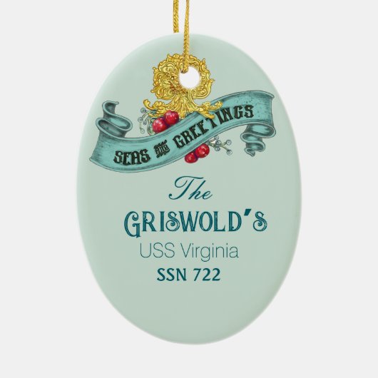 onderzeeboot kerstversiering keramisch ornament (Achterkant)