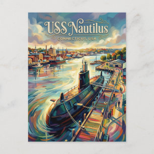 Onderzeeboot Macht Bibliotheek en Museum Connectic Briefkaart