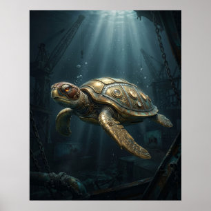 Onderzeeboot Turtle Poster