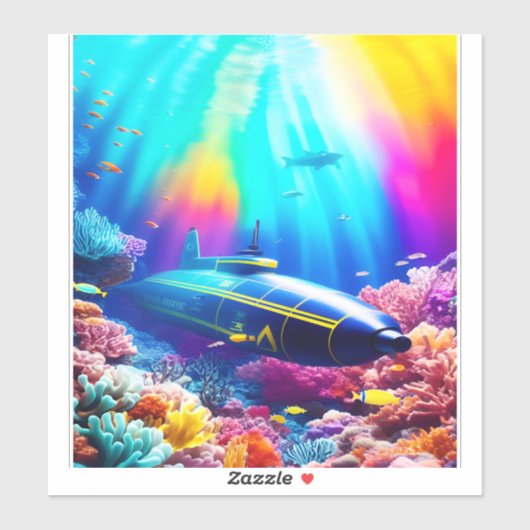 Onderzeeër in de prachtige oceaan sticker (Vel)