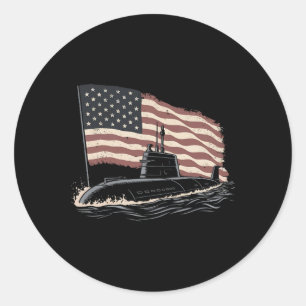 Onderzeeër Usa Vlag Veteraan 4 Juli Ronde Sticker