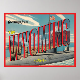 Onderzeeër Wyoming voor USA Retro Briefkaart Poster