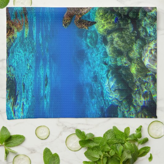 Onderzees tropisch Zee schildkoraal Theedoek (Gevouwen)