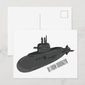 Onderzeese illustratie van cartoon briefkaart (Voorkant / Achterkant)