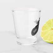 Onderzeese illustratie van cartoon shot glas (Links)