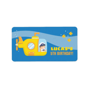 Onderzeese jongen onderwater Birthday Party Labels